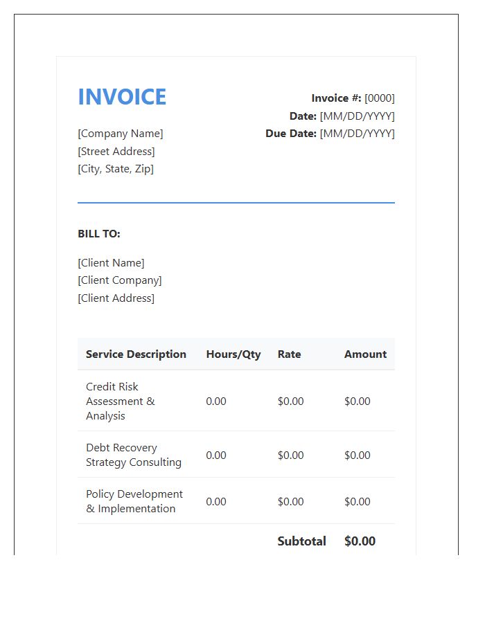 Credit Management Consulting Invoice Template