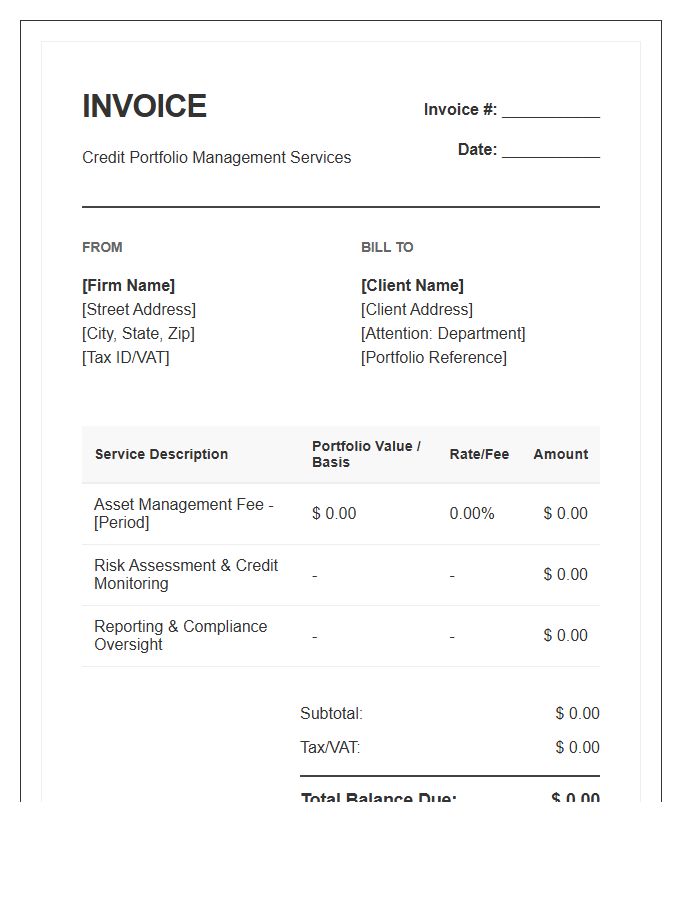 Credit Portfolio Management Invoice Template