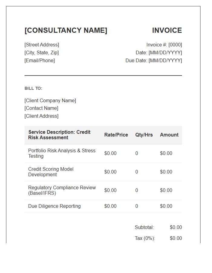 Credit Risk Assessment Consulting Invoice Template