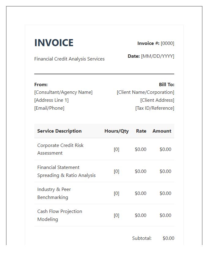 Financial Credit Analysis Invoice Template