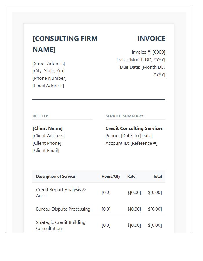 Professional Credit Consulting Invoice Template