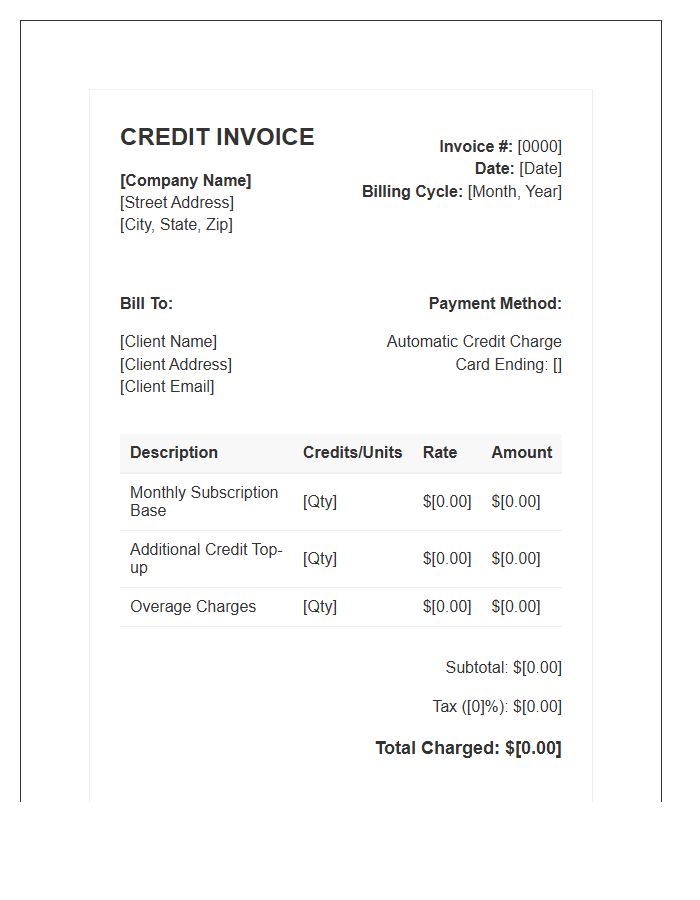 Automatic Monthly Credit Invoice Template