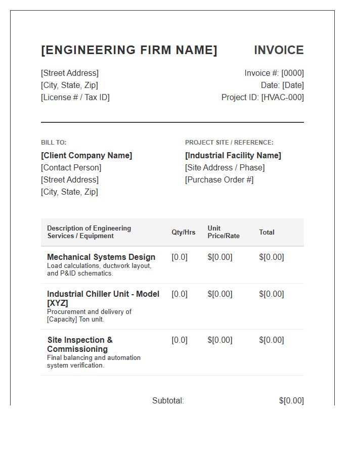 Industrial HVAC Engineering Project Invoice Template