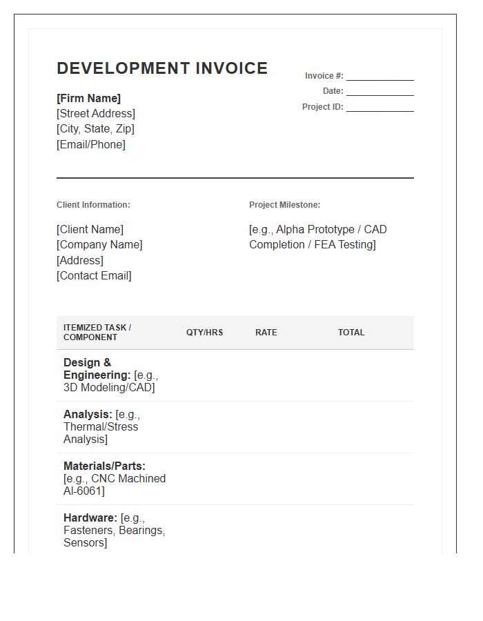 Mechanical Engineering Prototype Development Invoice Template