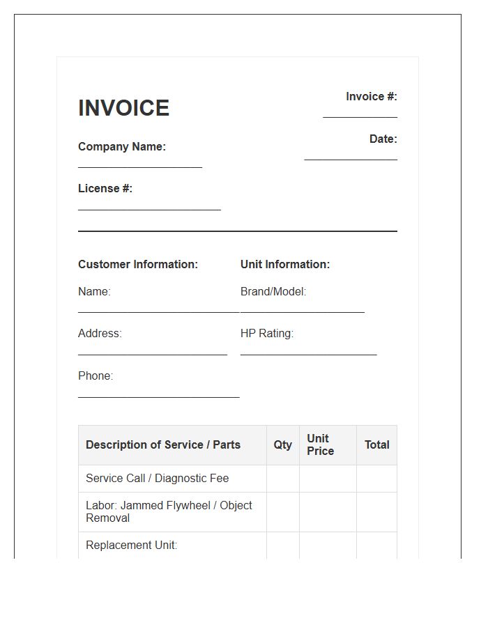 Garbage Disposal Repair Invoice Template