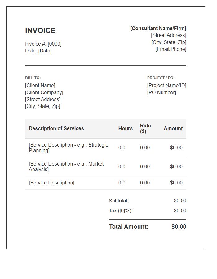 Business Consultant Hourly Invoice Template