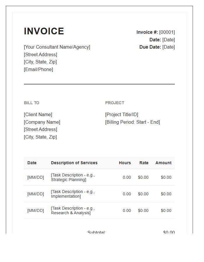 Detailed Consultant Hourly Invoice Template