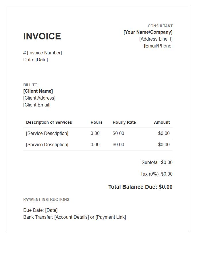 Hourly Rate Consulting Invoice Template