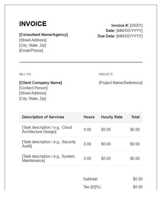 IT Consultant Hourly Invoice Template