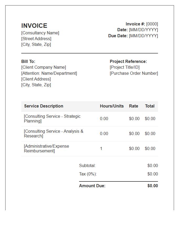 Management Consultant Billing Invoice Template