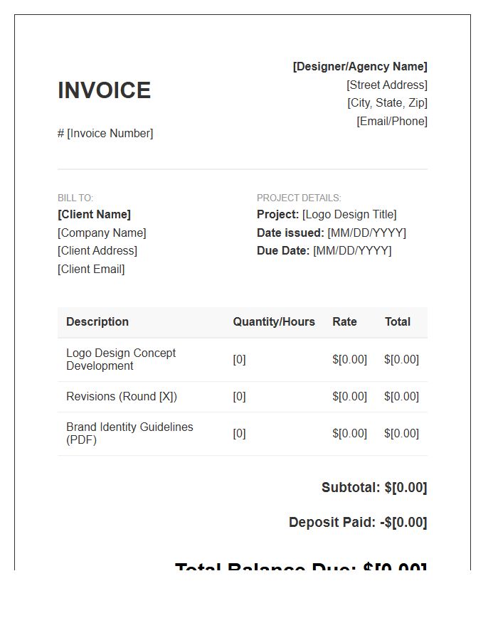 Logo Design Contract Invoice Template