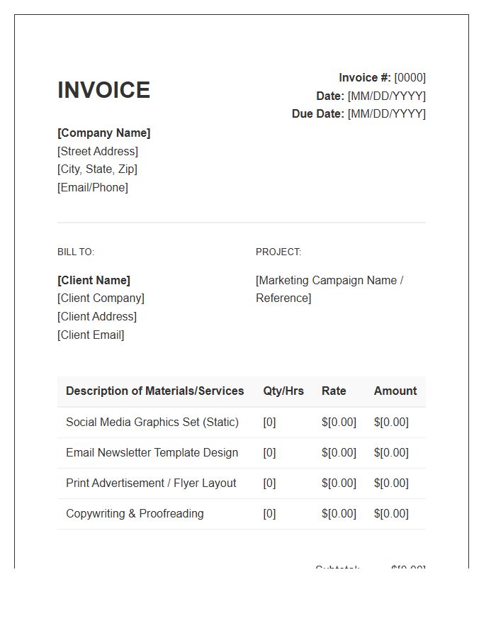 Marketing Material Creation Invoice Template