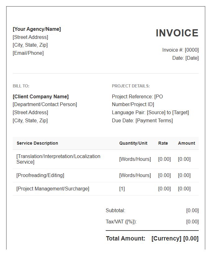 Corporate Language Support Invoice Template