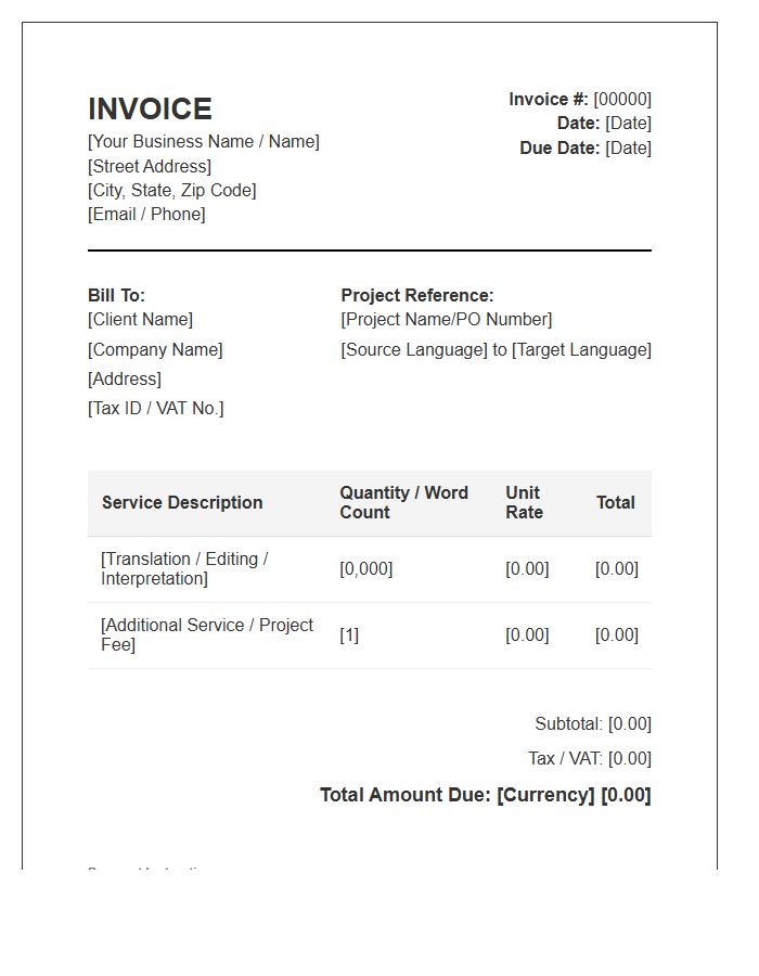 Linguistic Solutions Provider Invoice Template