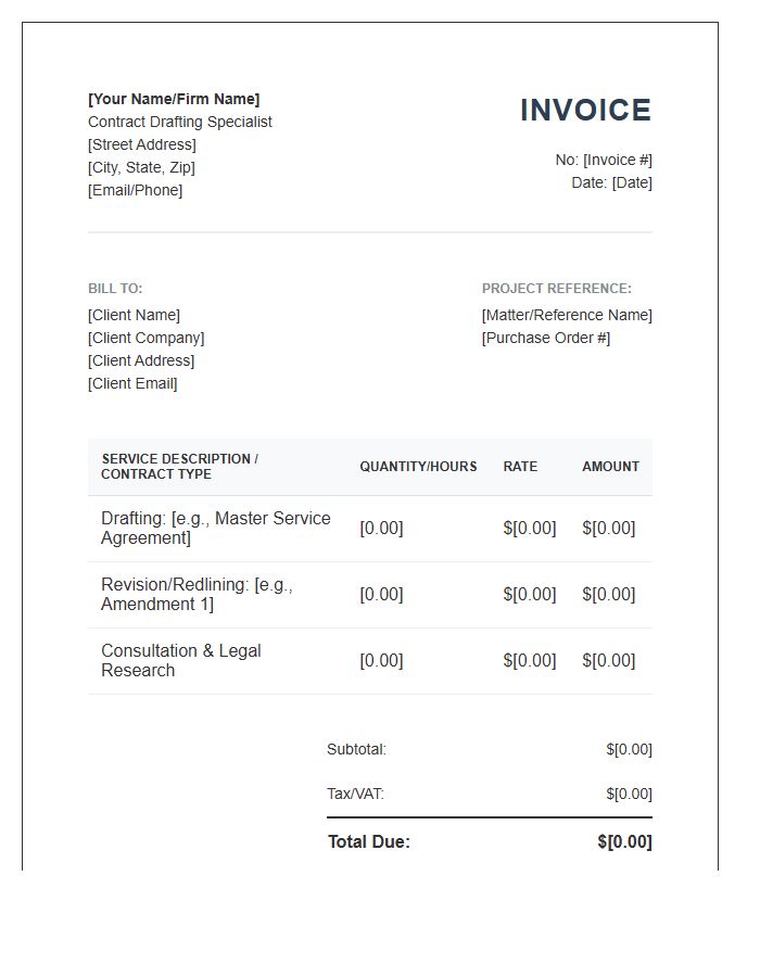 Contract Drafting Specialist Invoice Template