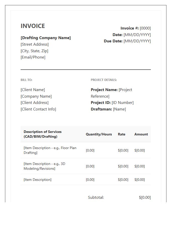 Drafting Outsourcing Service Invoice Template