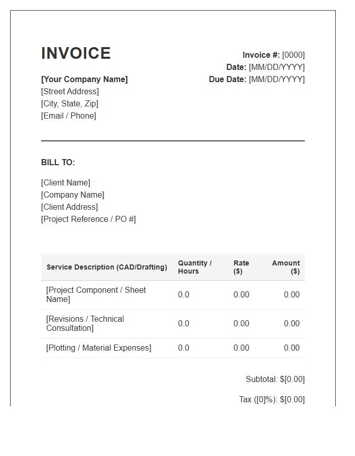 Mechanical Drafting Service Invoice Template