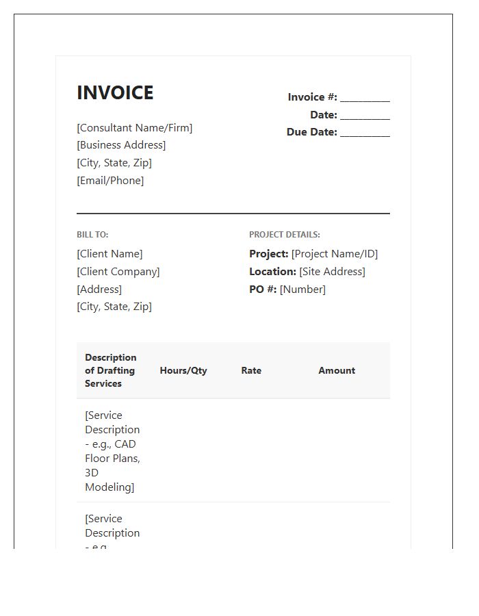 Professional Drafting Consultant Invoice Template