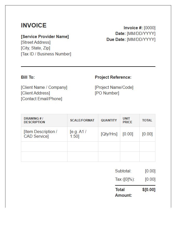 Technical Drawing Services Invoice Template
