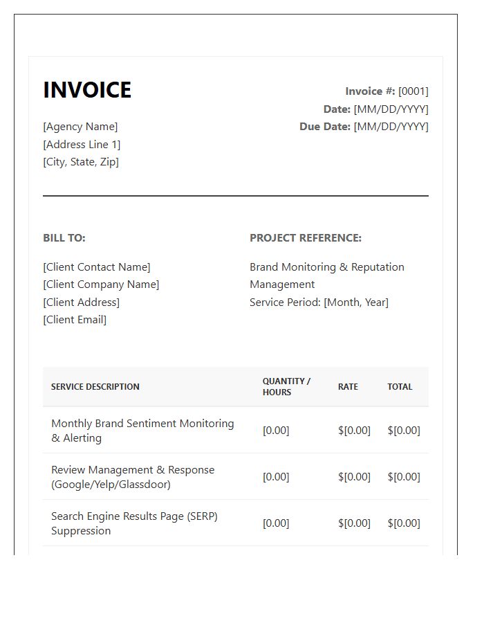 Brand Reputation Management Invoice Template