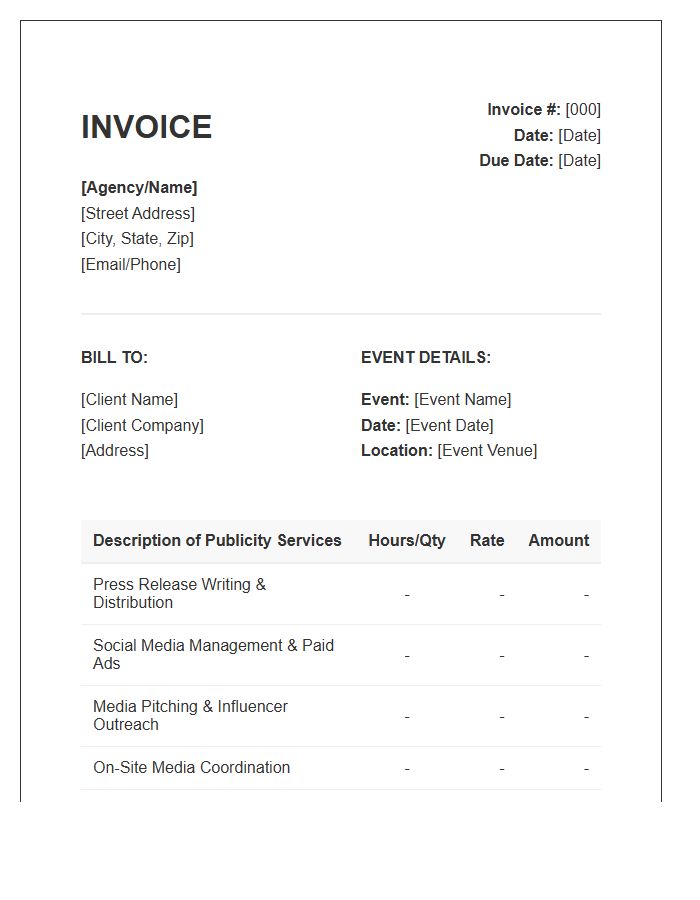 Event Publicity Management Invoice Template