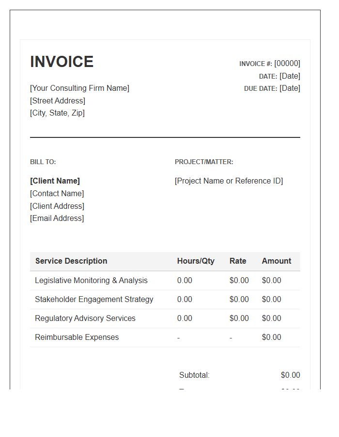 Public Affairs Consulting Invoice Template