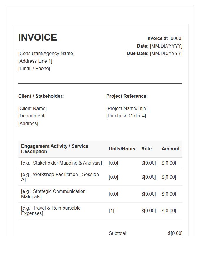 Stakeholder Engagement Services Invoice Template