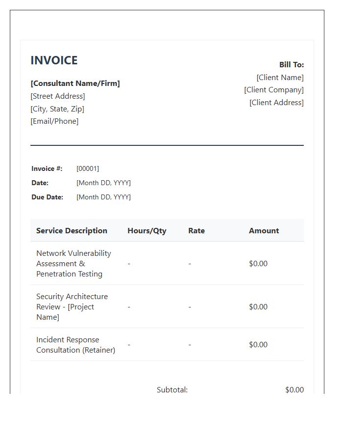 Cybersecurity Consultant Professional Invoice Template