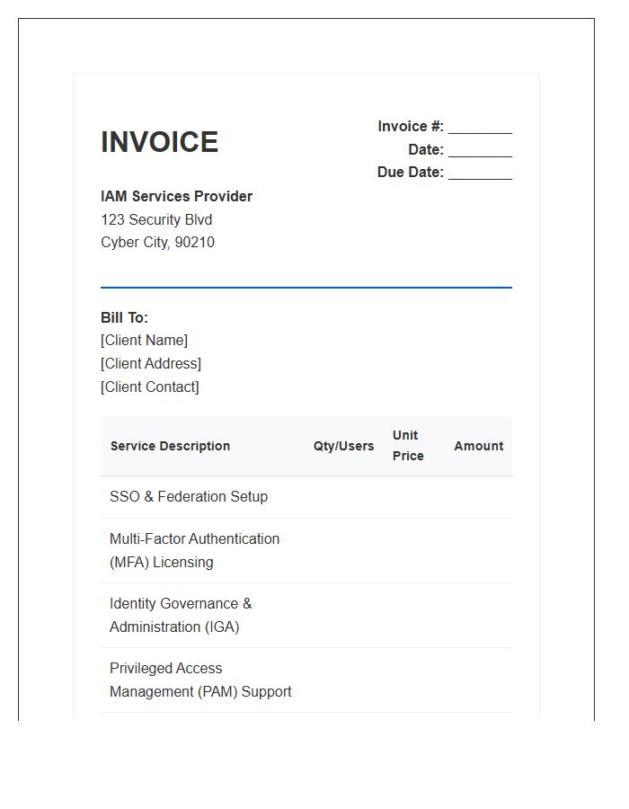 Identity And Access Management Invoice Template