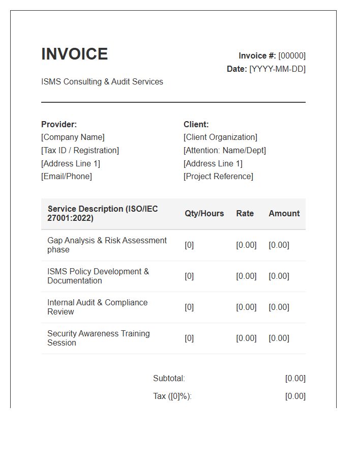 Information Security Management System Invoice Template