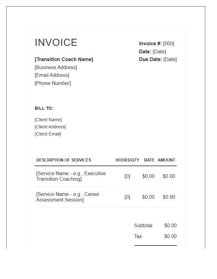 Transition Coach Professional Invoice Template