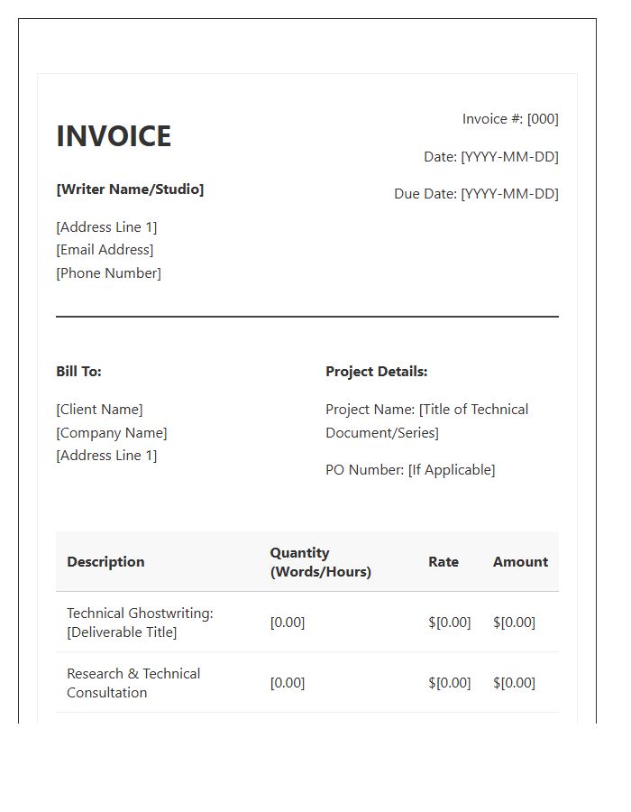 Technical Ghostwriting Project Invoice Template