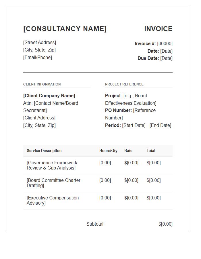 Corporate Governance Consulting Invoice Template
