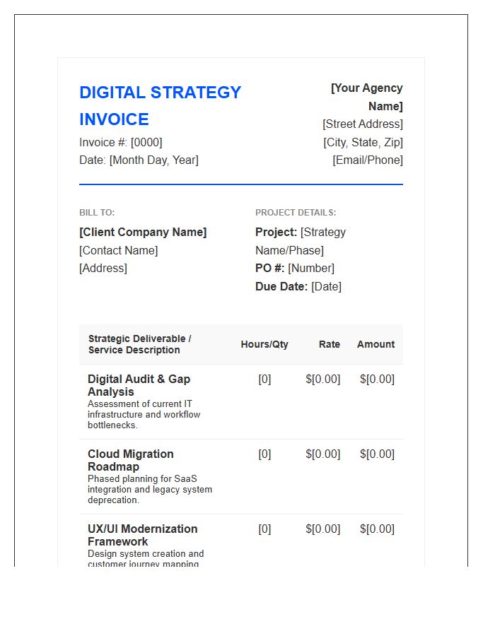 Digital Transformation Strategy Invoice Template