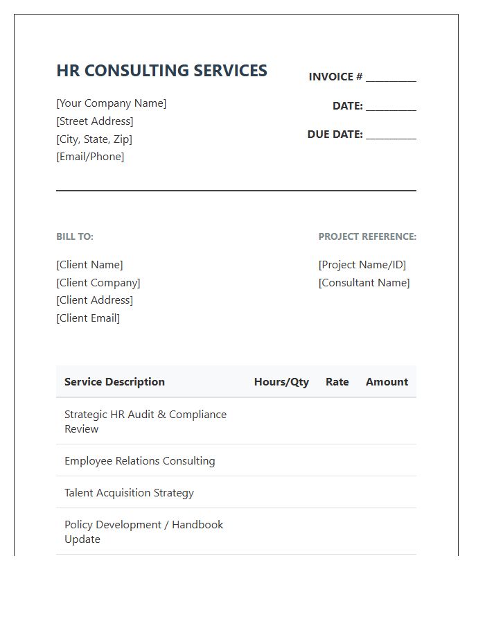 Human Resources Management Consulting Invoice Template
