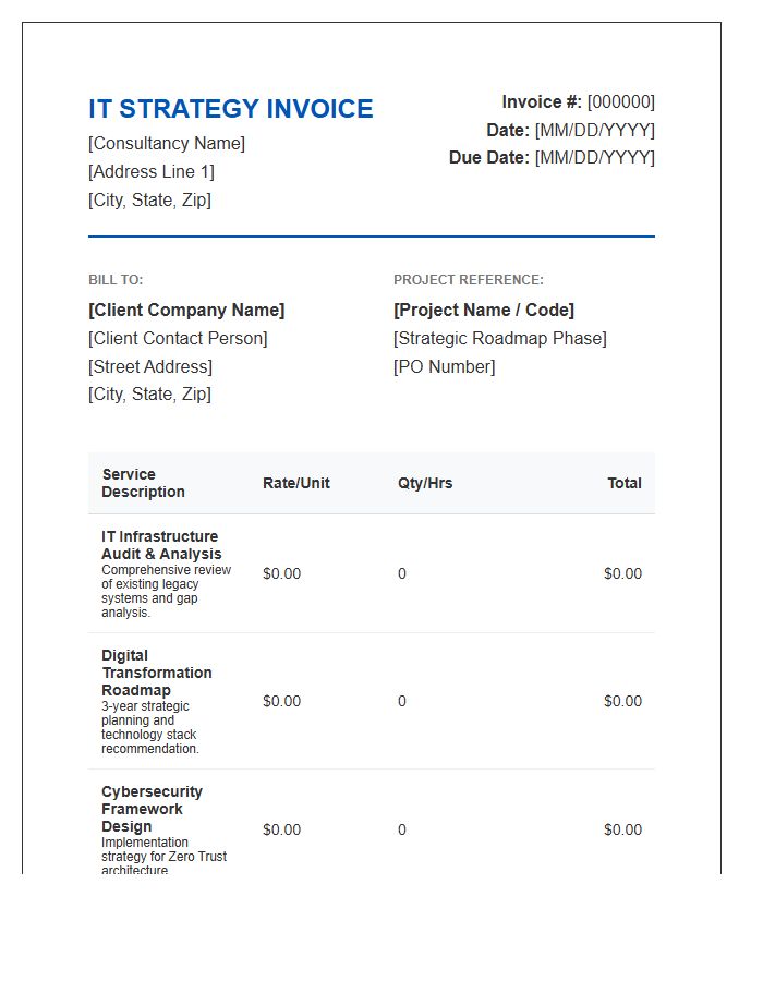 Information Technology Strategy Invoice Template