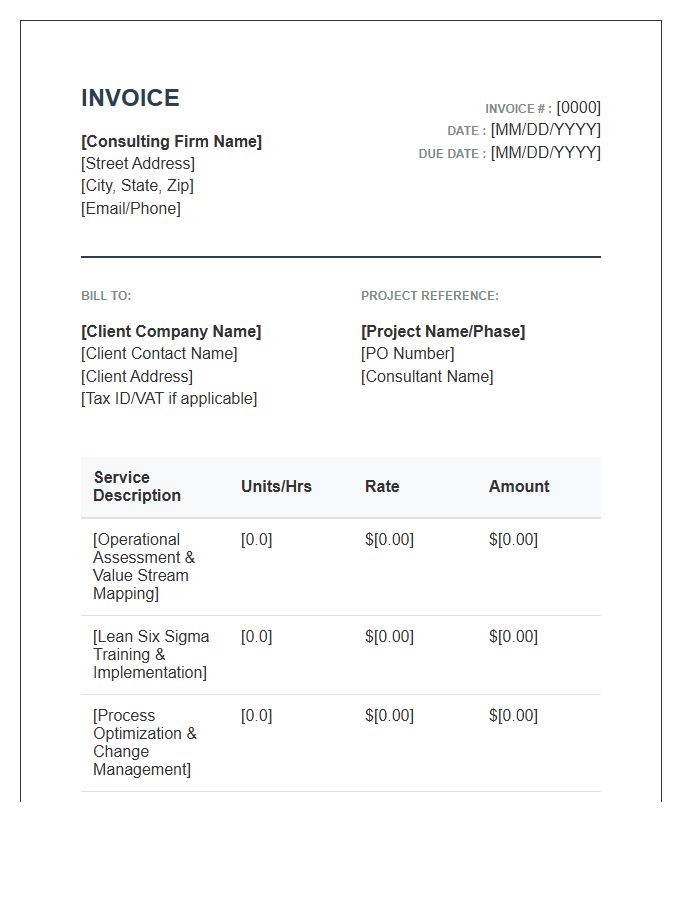 Operational Excellence Consulting Invoice Template
