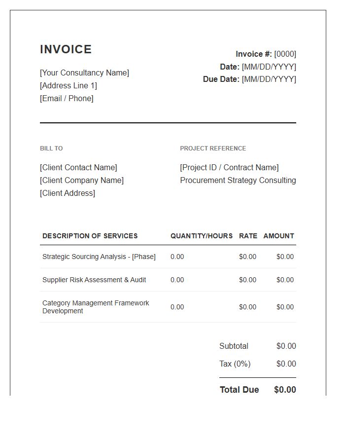 Procurement Strategy Consulting Invoice Template