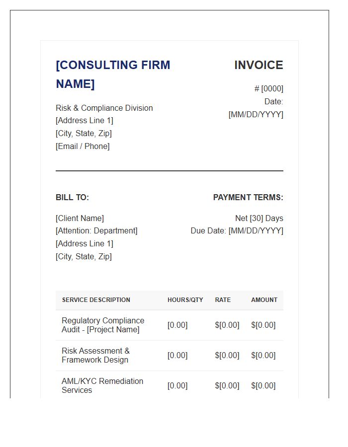 Risk And Compliance Consulting Invoice Template