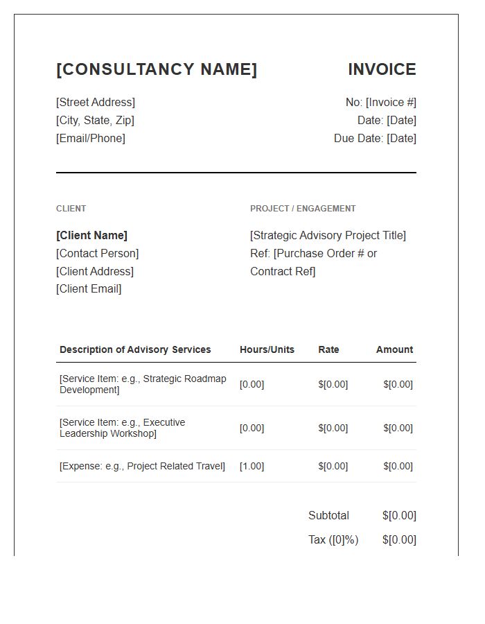 Strategic Advisory Consulting Invoice Template