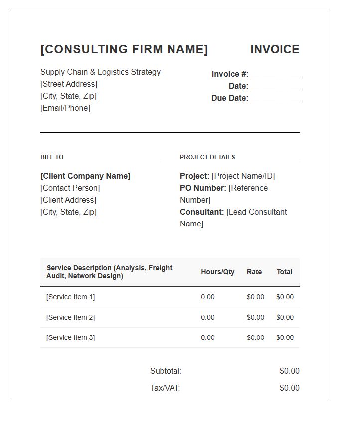 Supply Chain Logistics Consulting Invoice Template