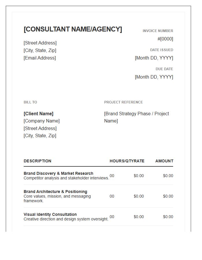 Brand Strategy Consultant Invoice Template