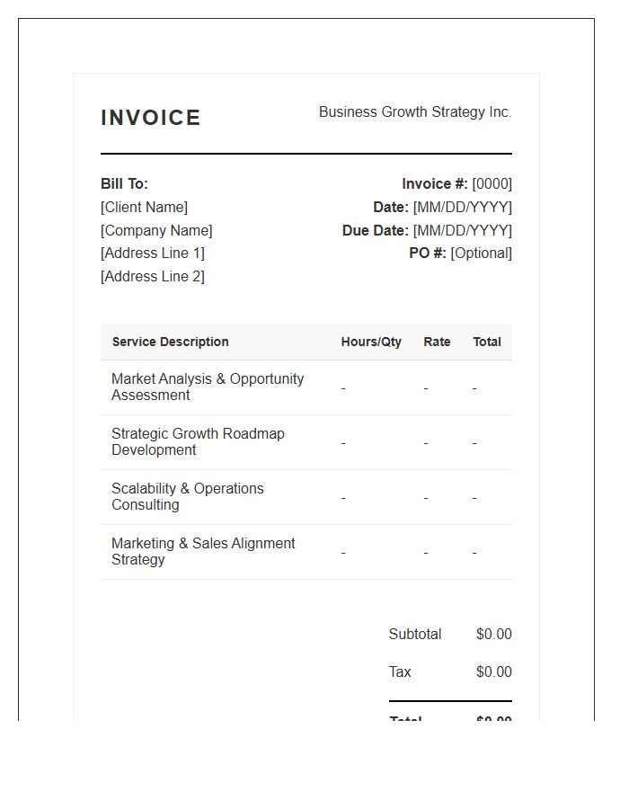 Business Growth Strategy Invoice Template