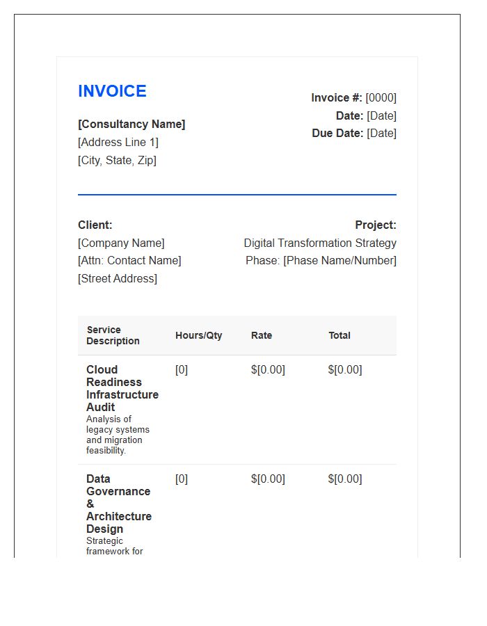 Digital Transformation Strategy Invoice Template