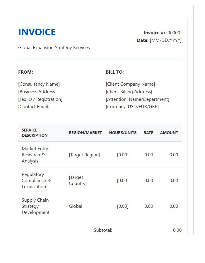 Global Expansion Strategy Invoice Template
