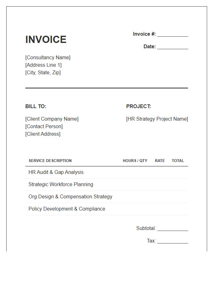 Human Resources Strategy Invoice Template