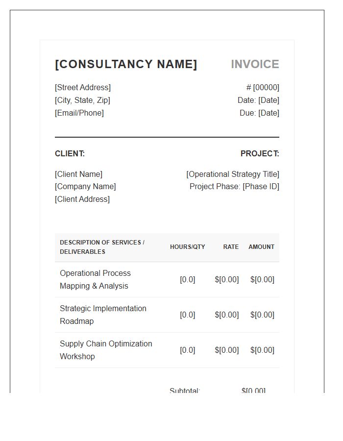Operational Strategy Consulting Invoice Template