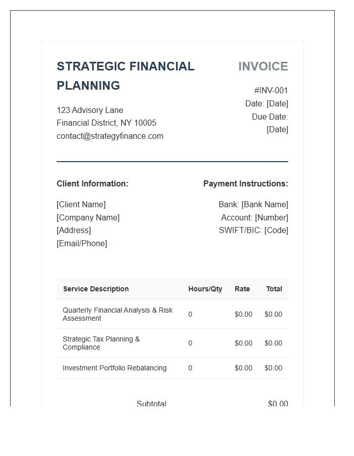 Strategic Financial Planning Invoice Template
