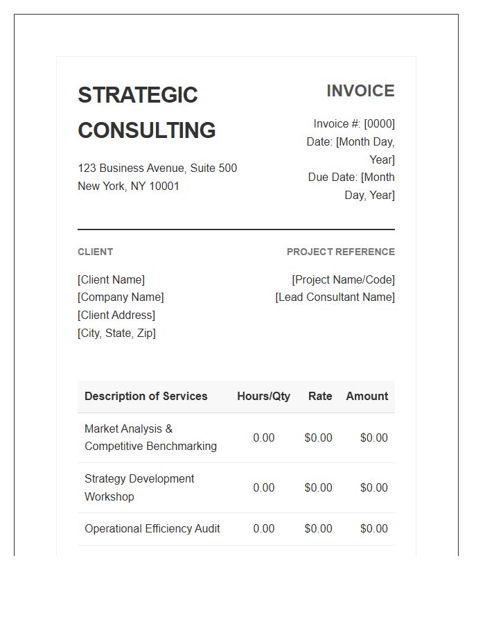 Strategic Management Consulting Invoice Template