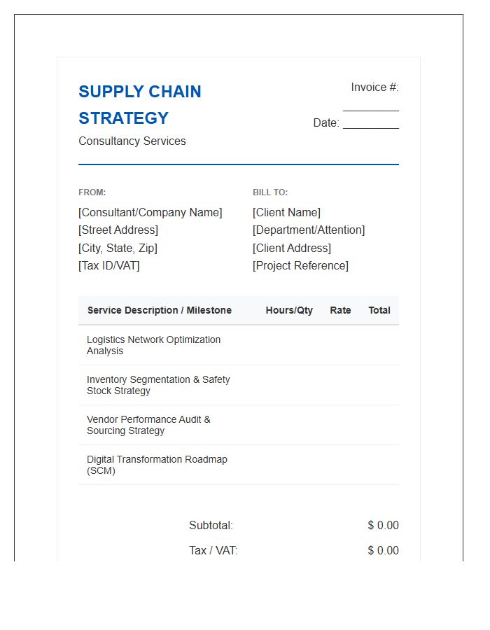 Supply Chain Strategy Invoice Template